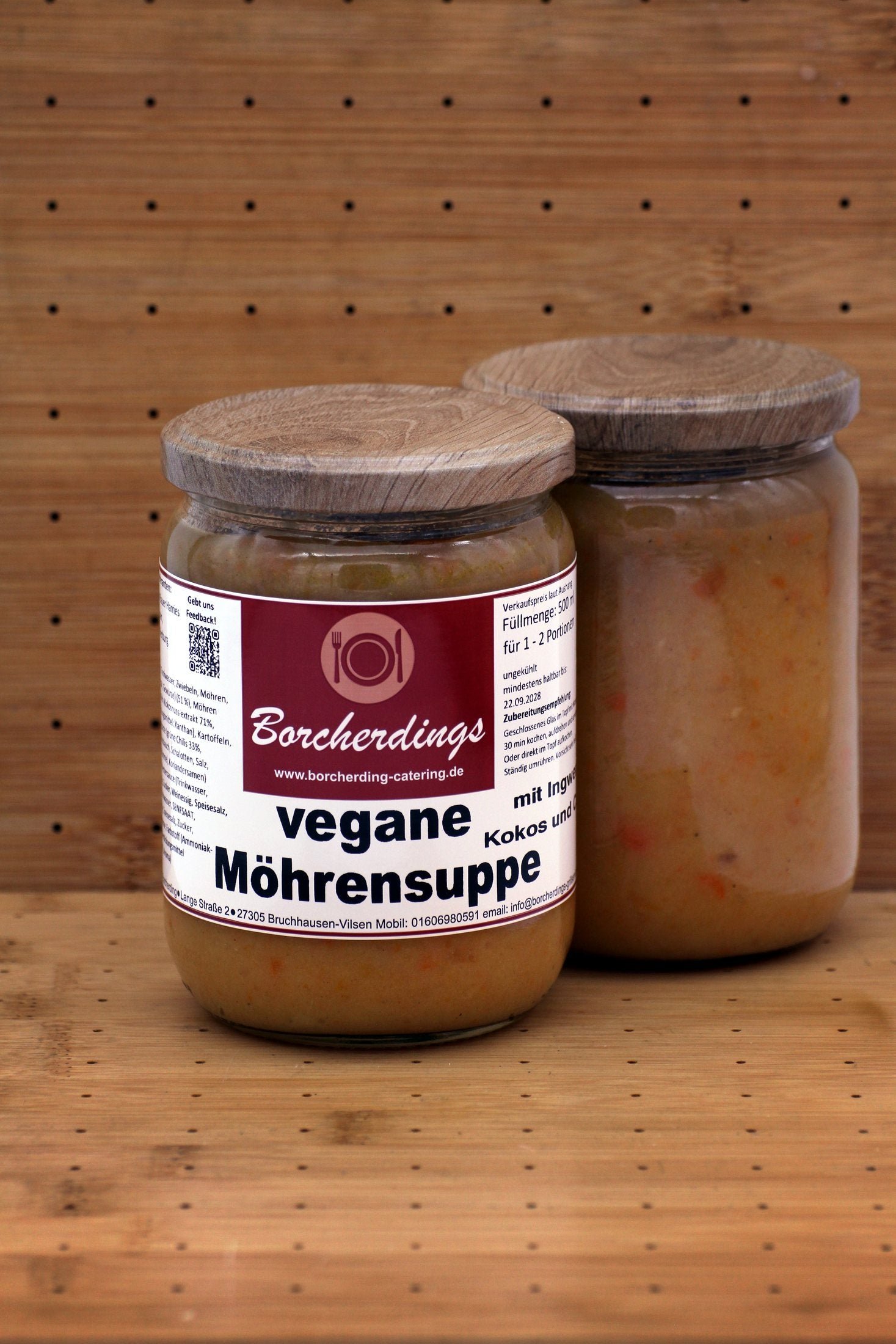 vegane Möhrensuppe mit Kokos und Curry – 500 ml – Vorderseite
